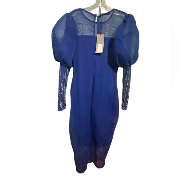 Sauvage airtech fabric mesh fish like net fabric puff sleeve dress size 48 - Picture 2 of 12